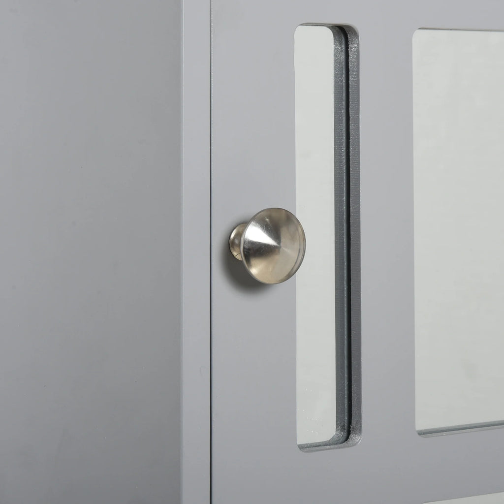 Gray Wall Mount Bathroom Cabinet with Mirror Door and Open Shelves G913379
