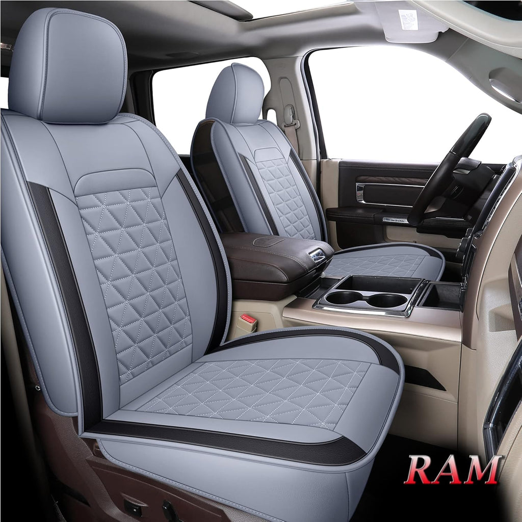 Black Waterproof Leather Car Seat Covers Full Set for Truck Pickup CrewCab with Curved Back Bench B873