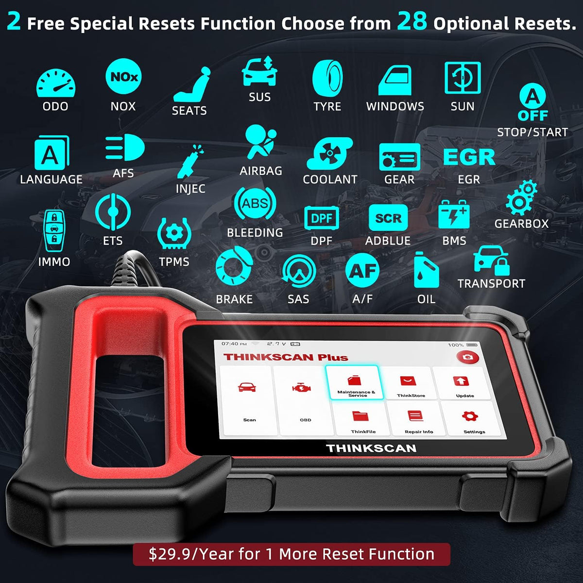 OBD2 Scanner Car Diagnostic Scanner with 28 Reset Functions 5 inch Touchscreen Y46983