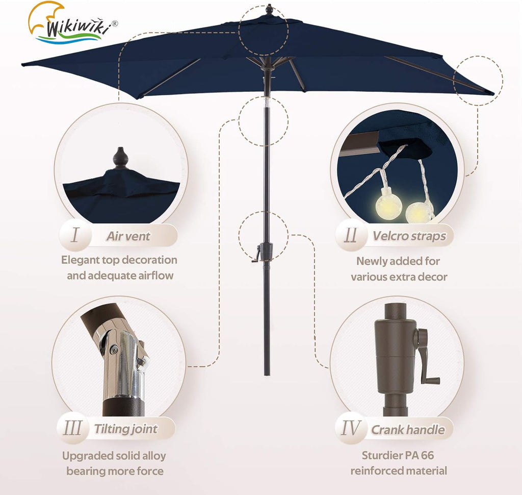 Olefin Rectangular Market Umbrella with Push Button Tilt Z94782