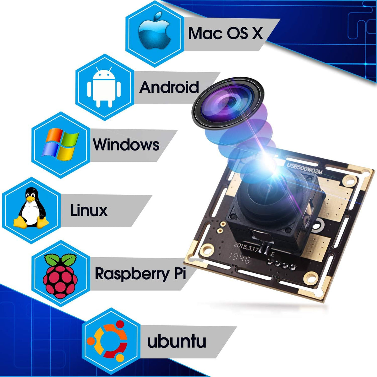 5 Megapixel USB Camera Module with 170 Degree Fisheye Lens G173