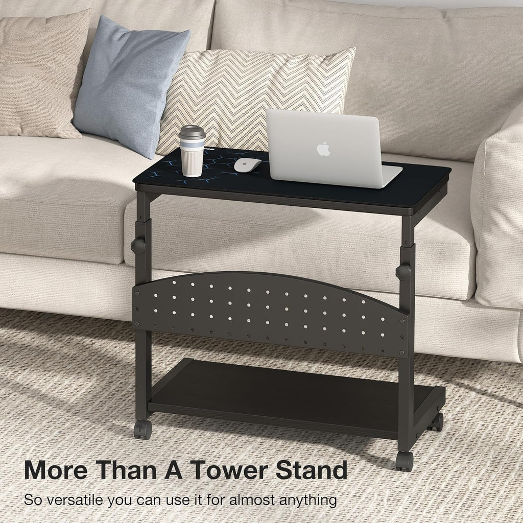 2-Tier Mobile Computer Tower Stand with Rolling Wheels B25225