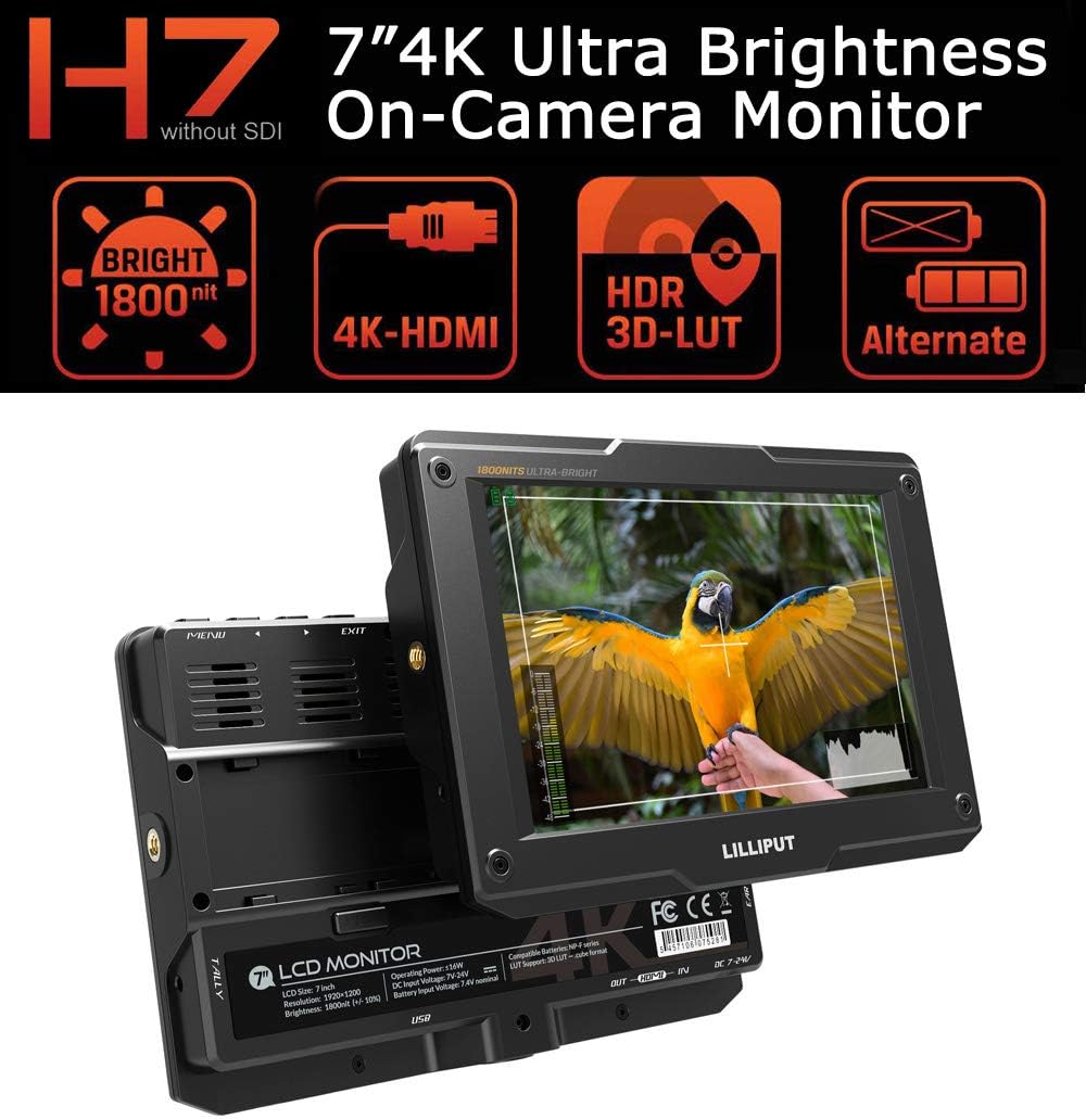 4K 7 Field Monitor 1800nit HDMI IPS HDR On-Camera Monitor K16944