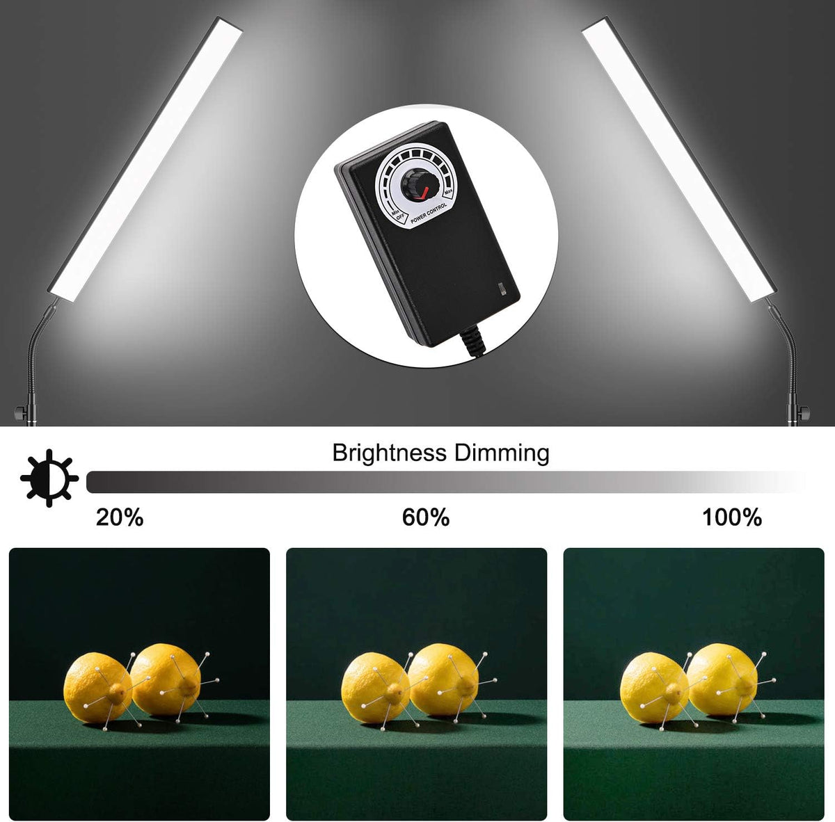 LED Video Light 2 Packs 5500K Dimmable with Tripod Stand S155
