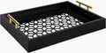 White and Gold Decorative Tray with Metal Handles M5861