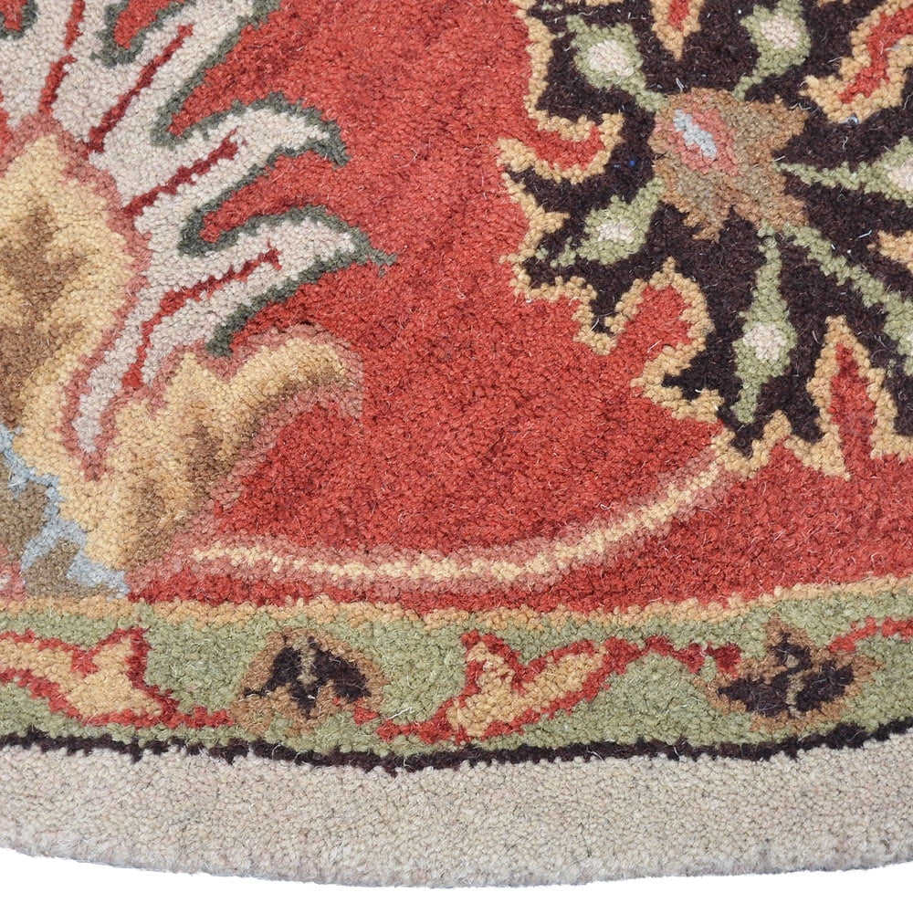 Hand Tufted Wool Round Area Rug, 10'x10', Beige Red, High Pile M87907