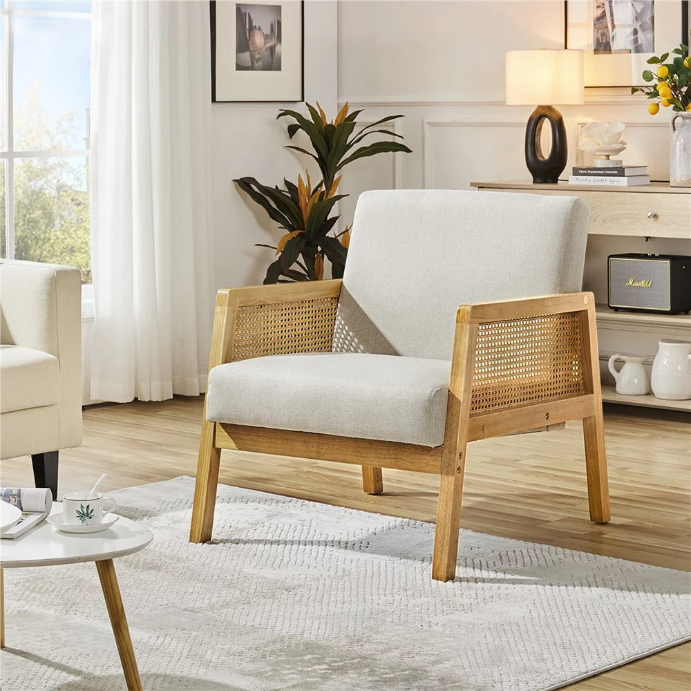 Beige Fabric Upholstered Accent Chair C7917