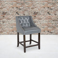 Fabric/Wood Stools (Set of 2) (Dark Gray Leather) G372652
