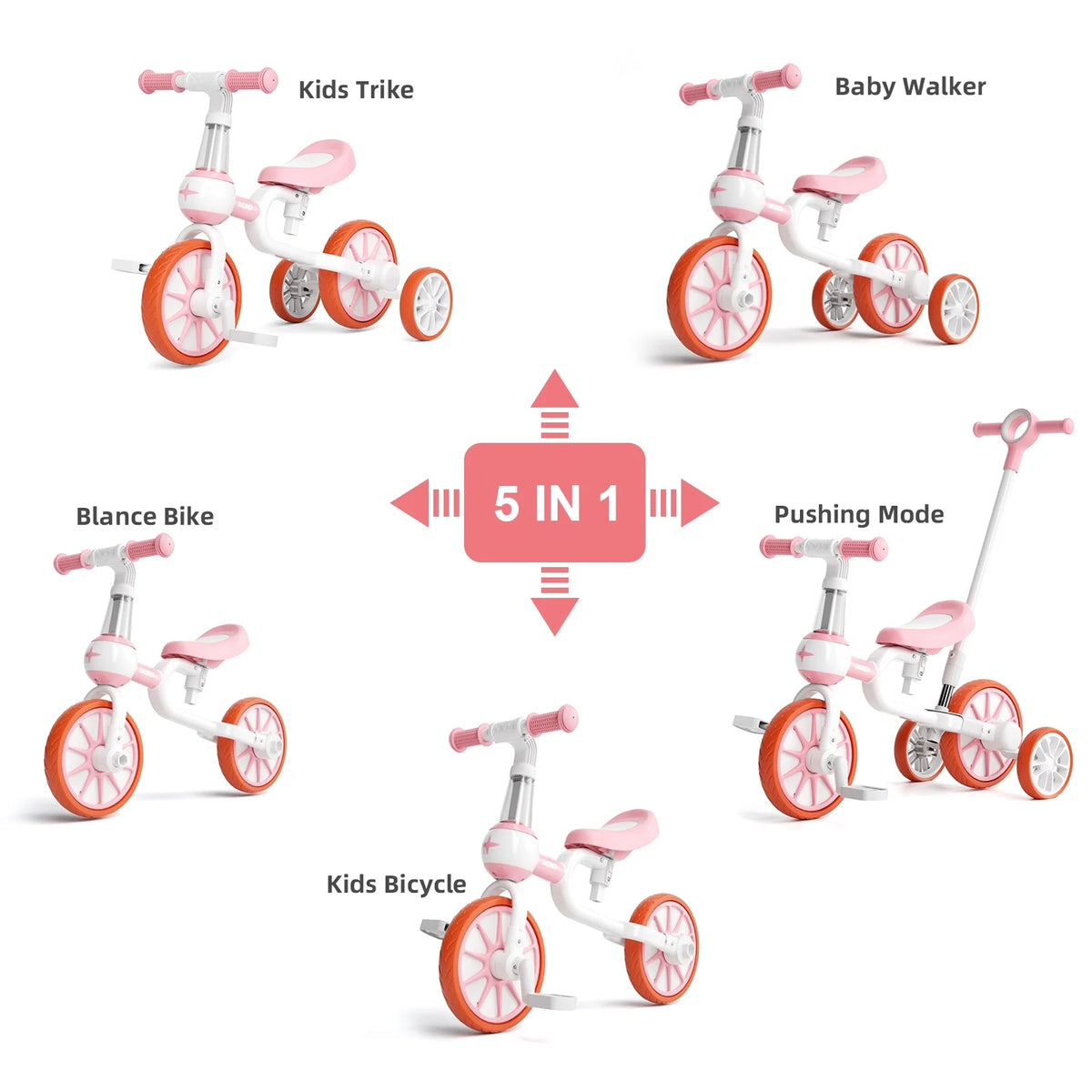 7 in 1 Toddler Tricycle with Removable Pedals D666337
