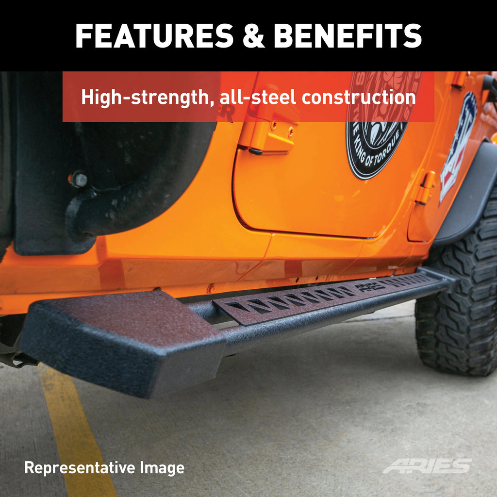 Black Steel Rocker Step Guard Running Boards H208