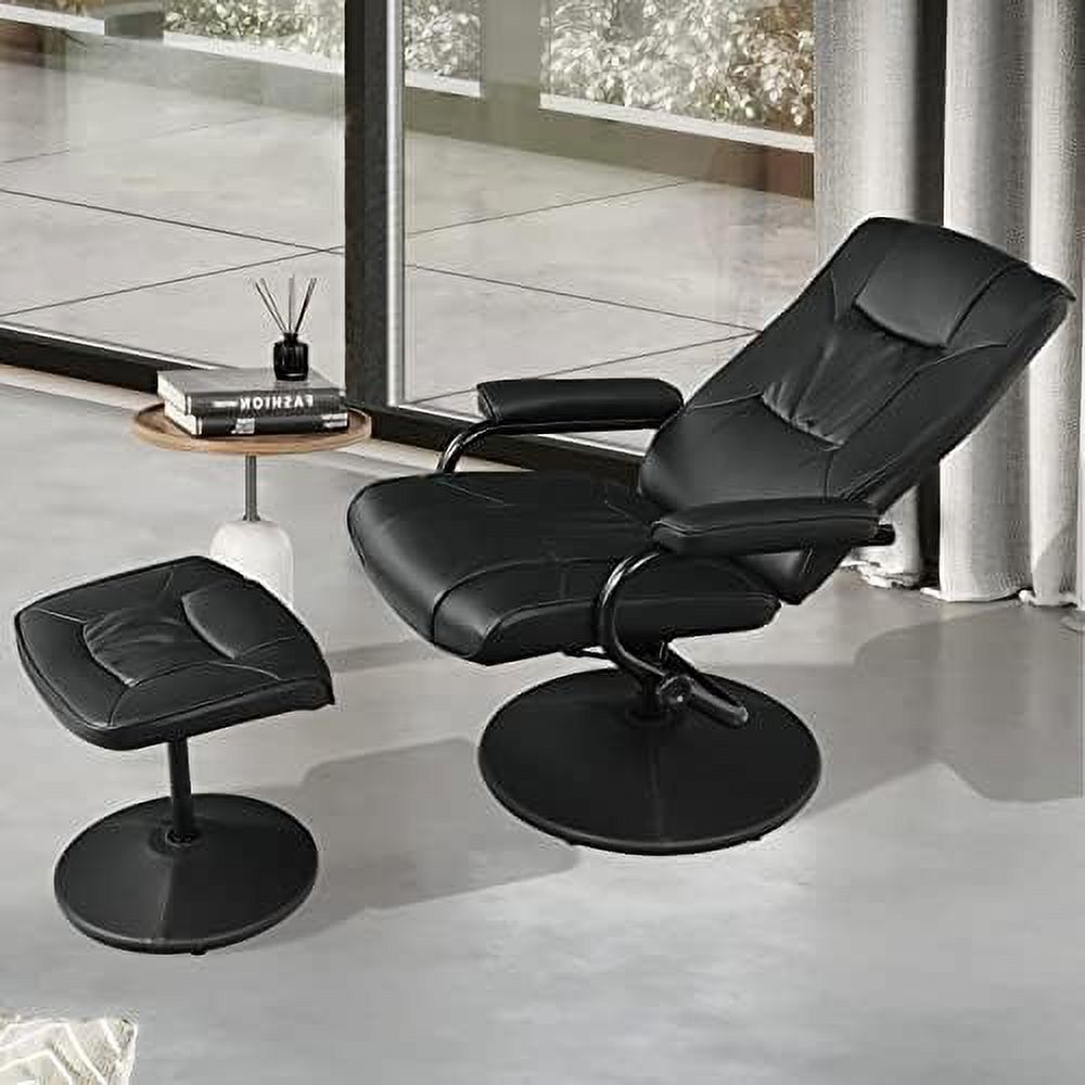 Brown PU Leather Swivel Reclining Chair with Ottoman M343