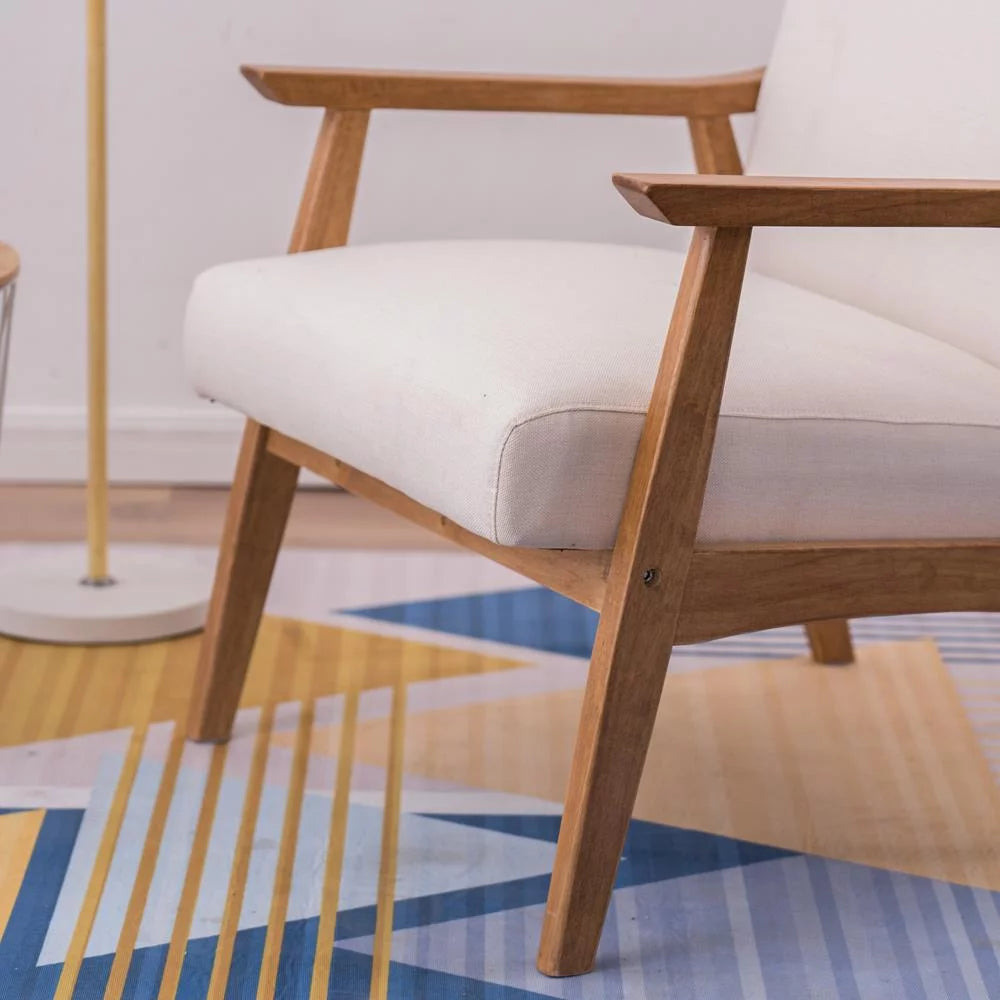 Beige Accent Chair with Wood Legs Y887807