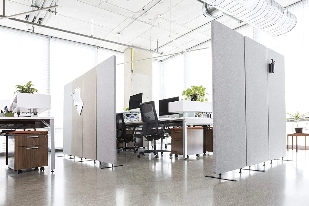 Cool Gray Freestanding Acoustic Room Divider Office Partition S948216
