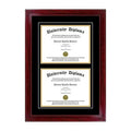 Double Diploma Frame with Double Matting for 9x22 x 7x22 Tall Diploma with Cherry Frame O39163