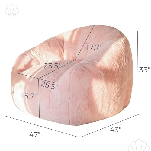 Oversized Faux Fur Bean Bag Chair with Filler V3672