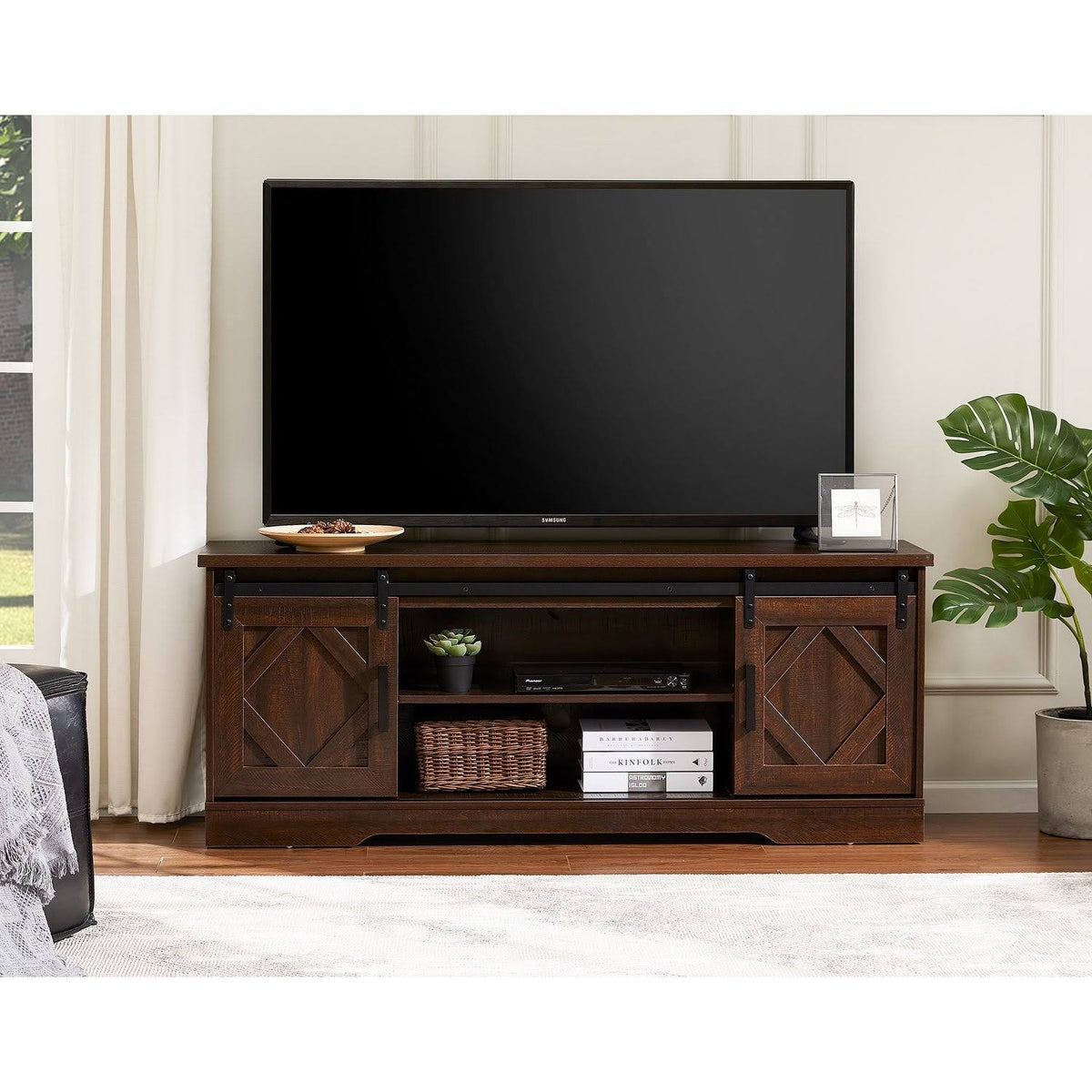Rustic Brown Wash Wood TV Stand / Storage Cabinet T459