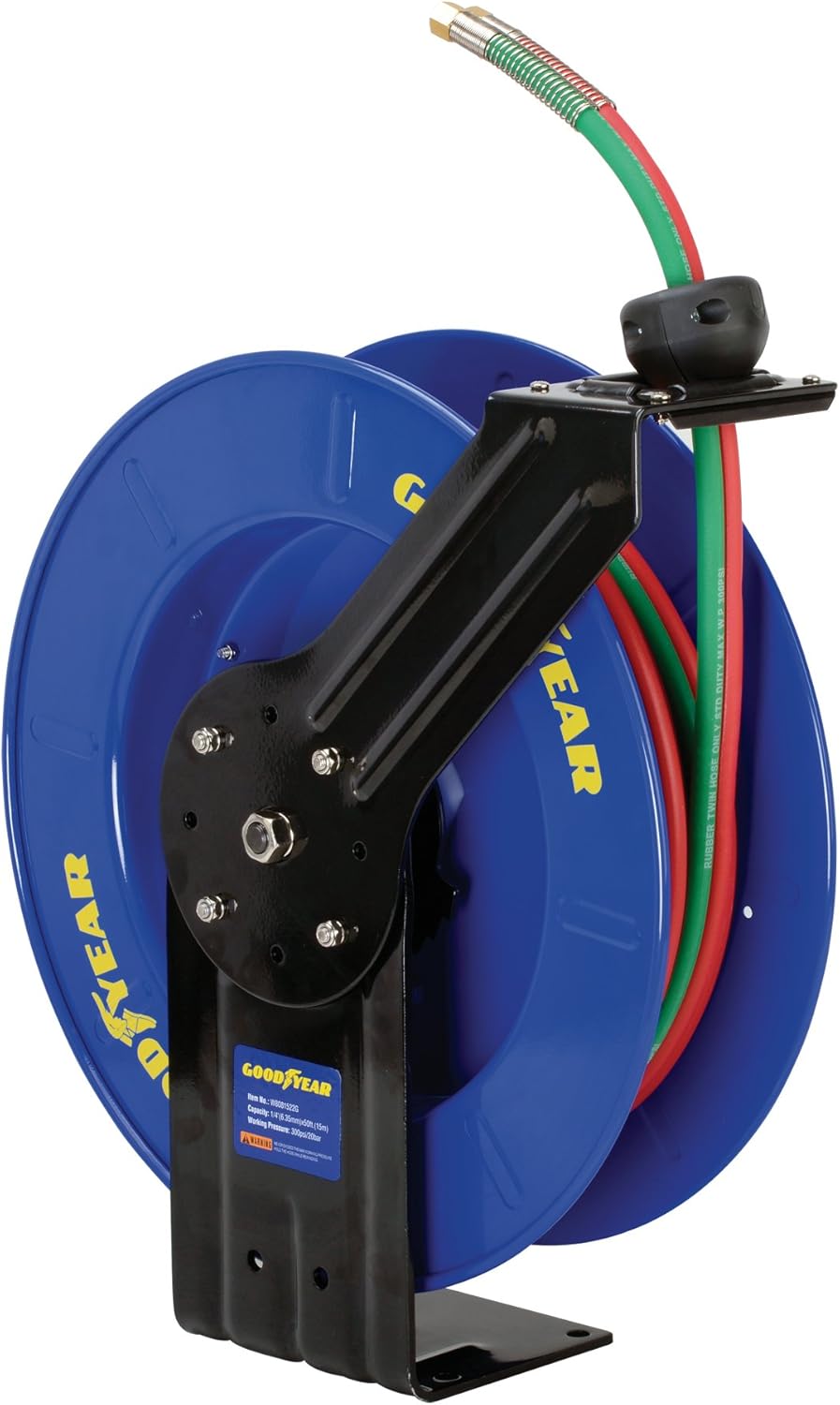 Retractable Twin Oxygen Acetylene Rubber Hose Reel, 1/4" x 50', 300PSI N422076