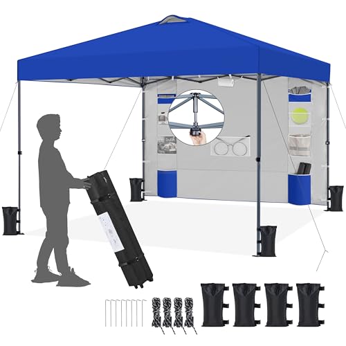 10x10 Pop-up Canopy Tent with Sidewall and Wheeled Bag White M336