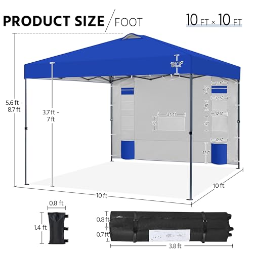 10x10 Pop-up Canopy Tent with Sidewall and Wheeled Bag White M336