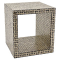 Brown Wood Side Table with Capiz F8005