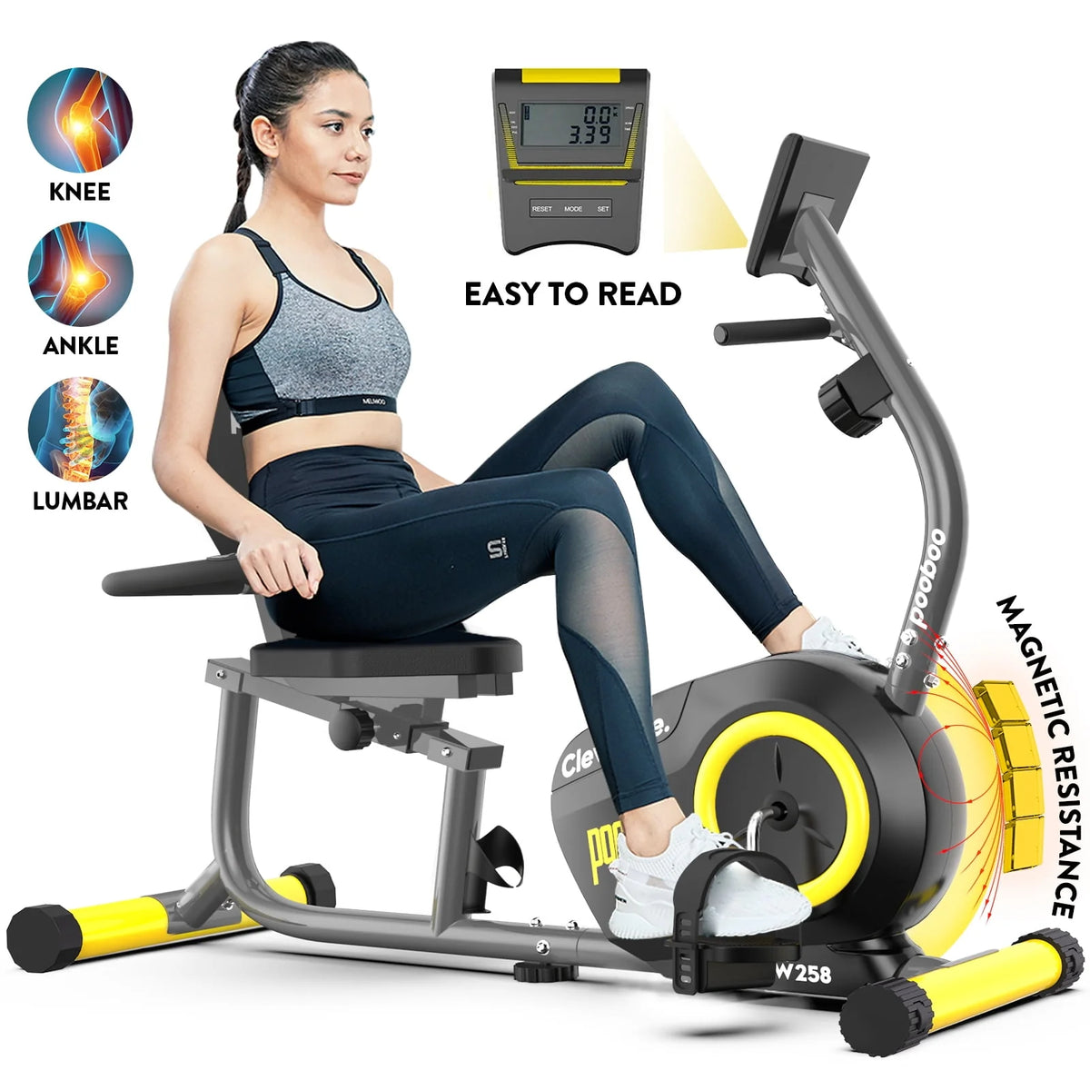 Recumbent Exercise Bike Belt Drive Indoor Cycling Bike X80036