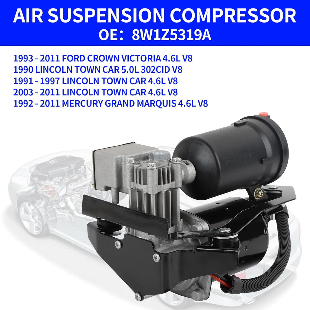 Compatible with Air Suspension Compressor for Lincoln Town Car, Ford Crown Victoria, Mercury Grand Marquis 4.6L V8 F1237
