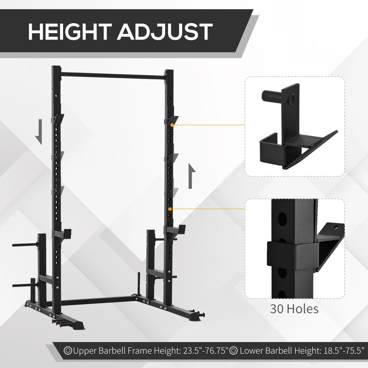 Power Rack with Pull up Bar and Adjustable Barbell Rack O82784