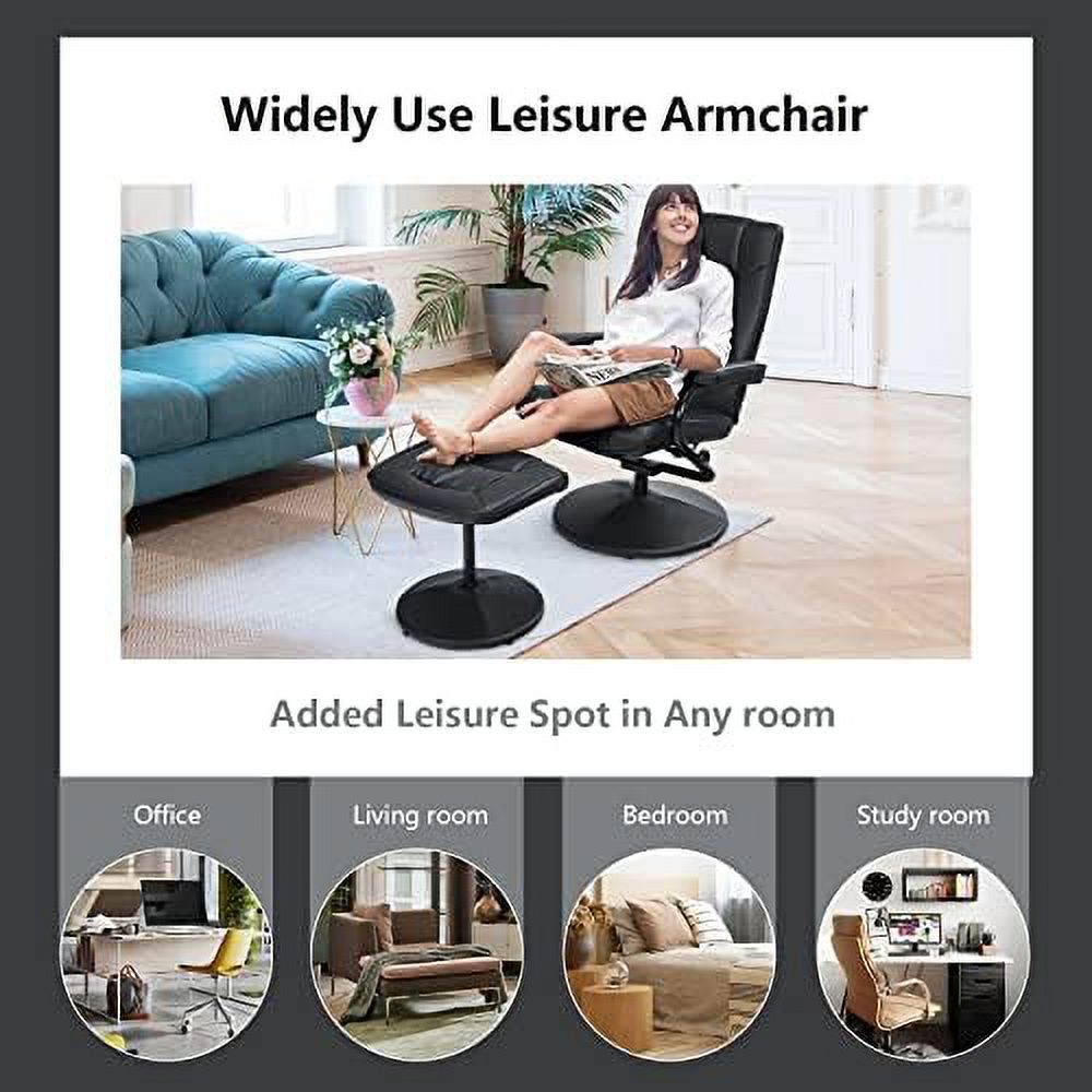 Brown PU Leather Swivel Reclining Chair with Ottoman M343