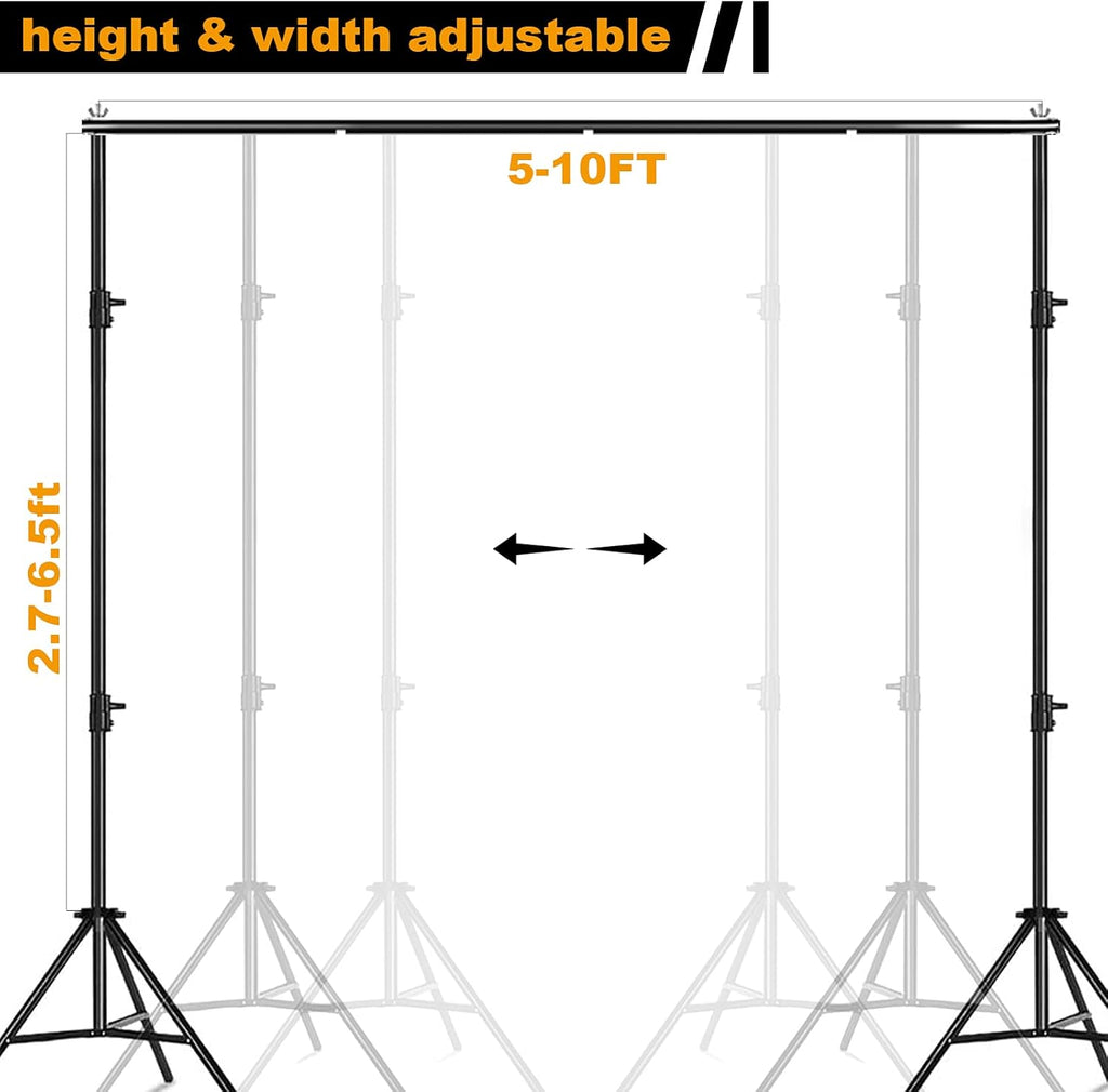 10x8.5FT Backdrop Stand Kit with Spring Clamp, Sand Bag, Carry Bag J967