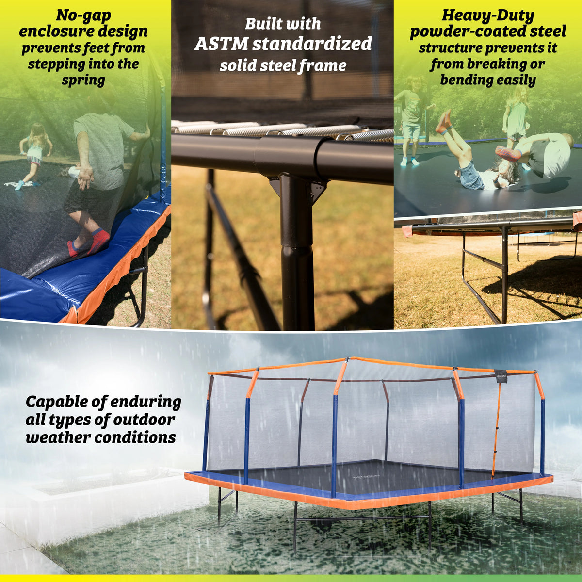 12 x 12 FT Square Trampoline Set with Enclosure and Safety Pad P365