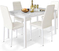 5 Pieces Dining Table Set with Faux Marble Top and 4 Chairs F431