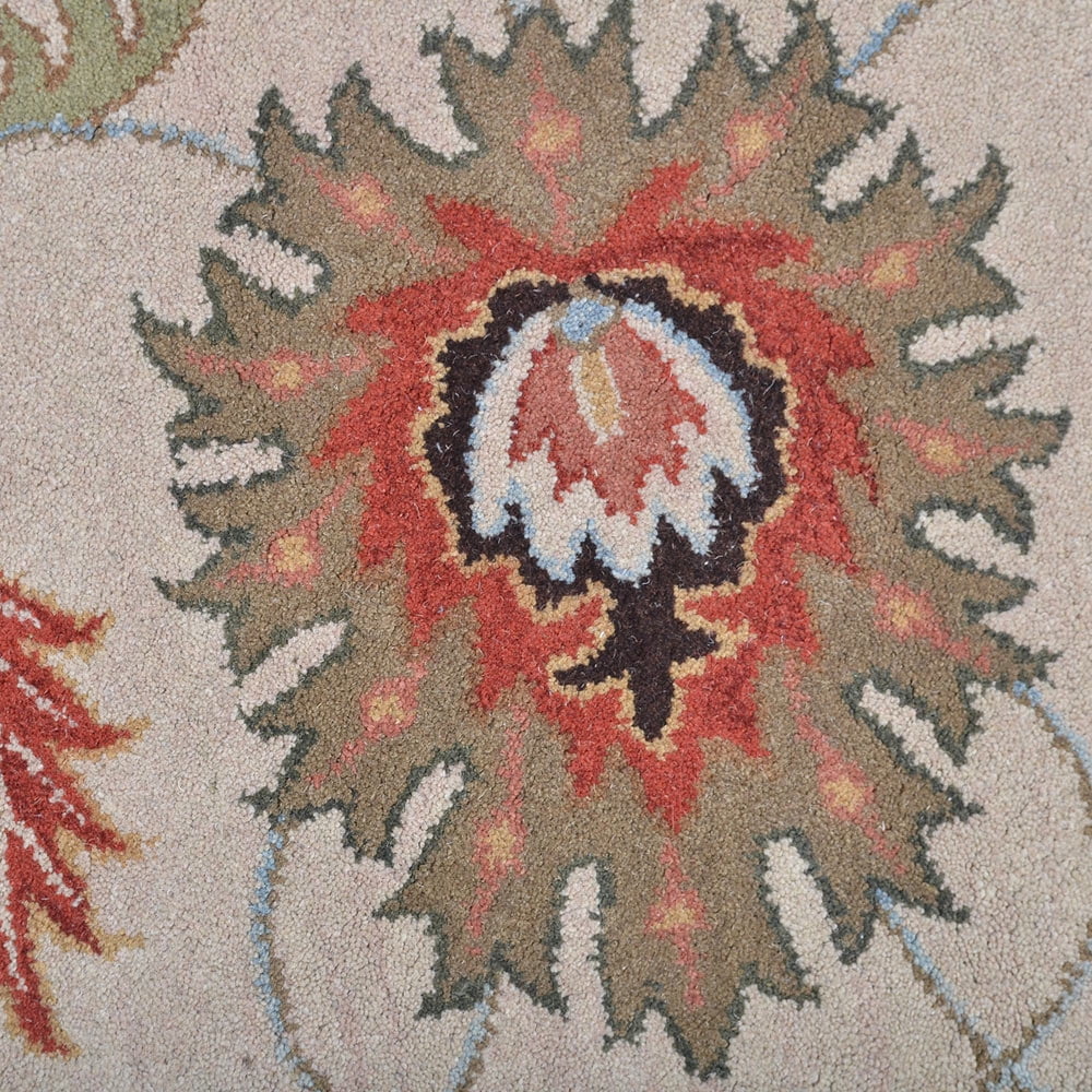 Hand Tufted Wool Round Area Rug, 10'x10', Beige Red, High Pile M87907