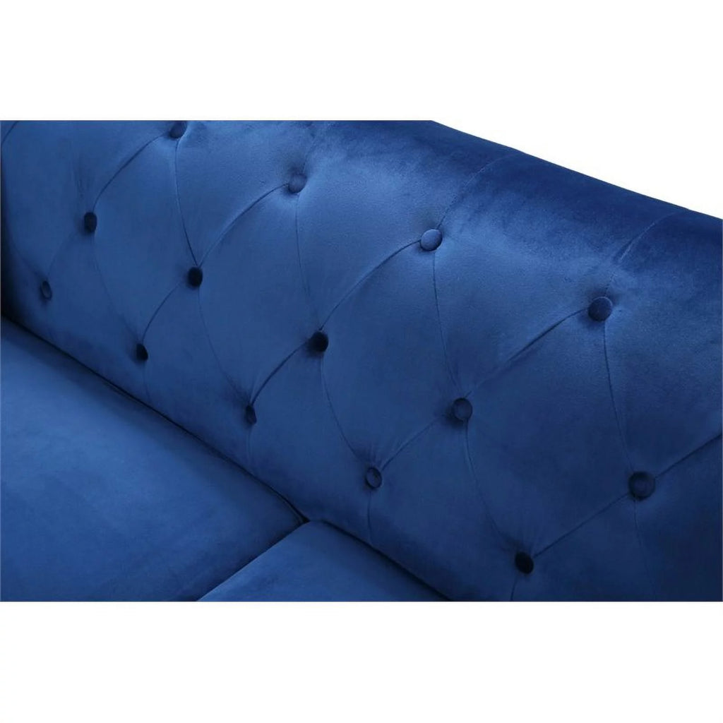 Velvet Sofa and Chair 2-Piece Set Navy Blue K9715