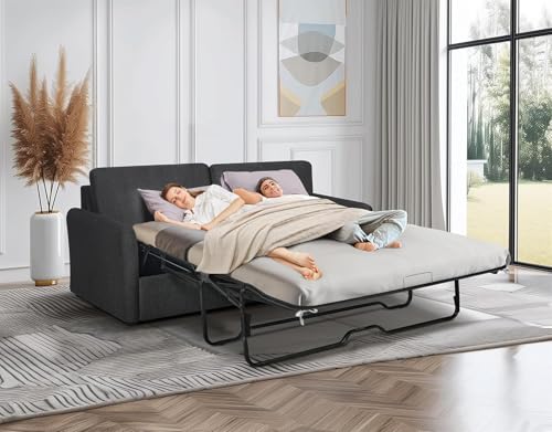 86.6" Queen Sleeper Sofa with Pullout Bed in Dark Grey X527375