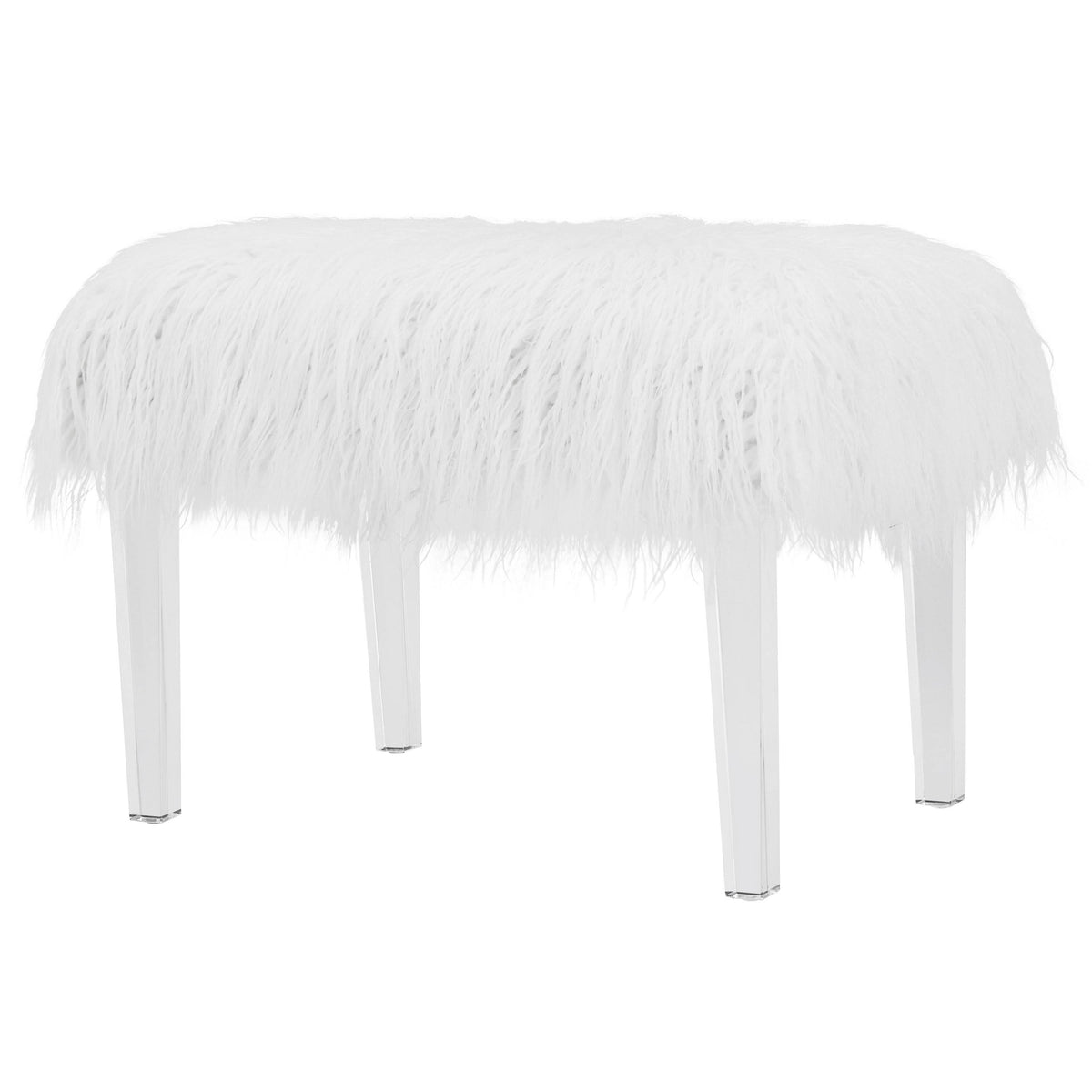 White Faux Fur Acrylic Stool Q8247