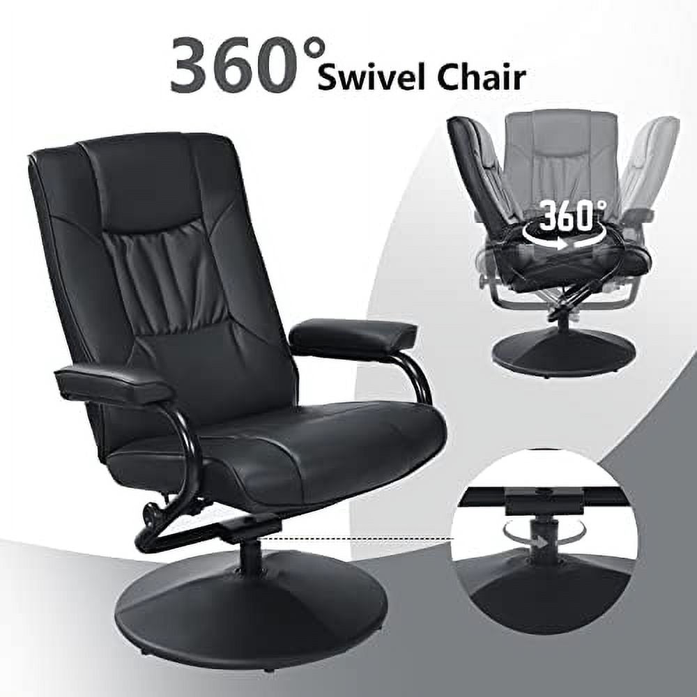 Brown PU Leather Swivel Reclining Chair with Ottoman M343