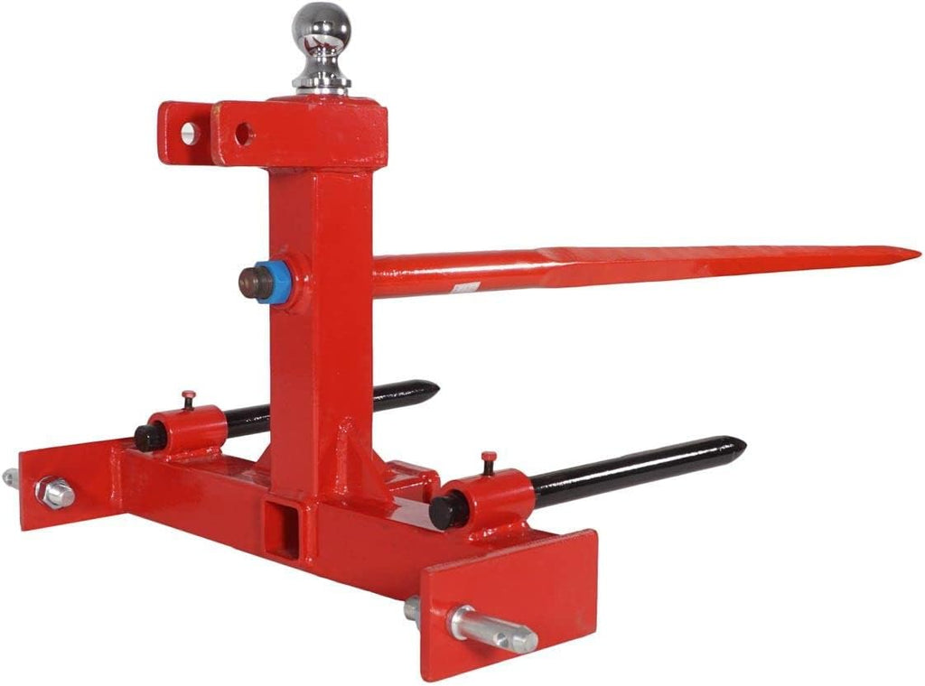3 Pt Cat 1 Tractor Receiver Hitch with Hay Spear and 2 Stabilizers J36740