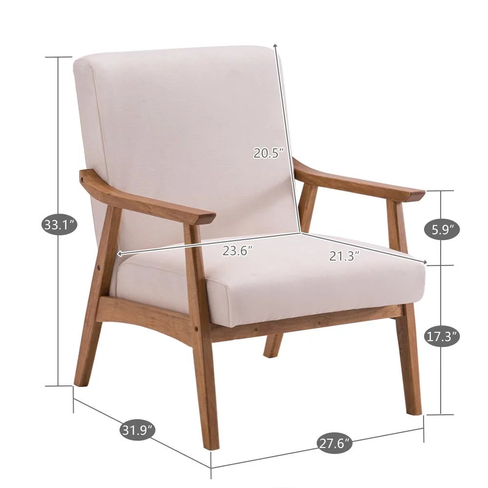 Beige Accent Chair with Wood Legs Y887807