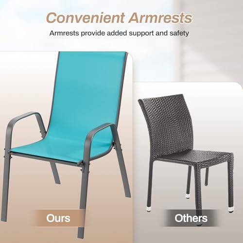 Black Stackable Textilene Patio Chairs with Metal Frame L49311