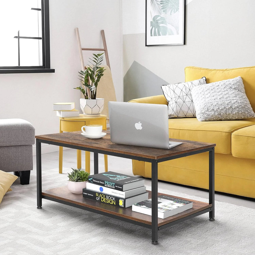 Industrial 2-Tier Coffee Table Rustic Brown P1960
