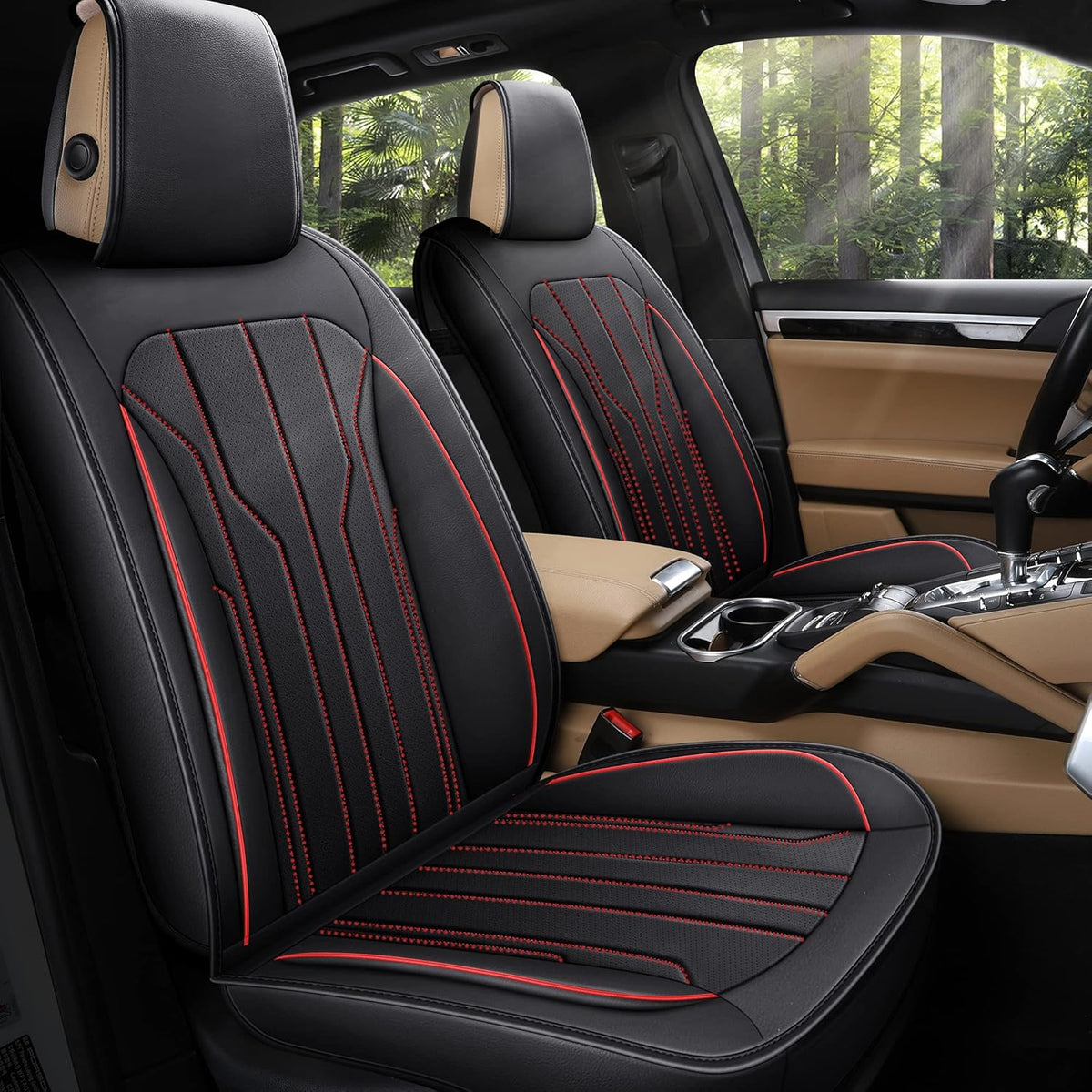 Black Leather Car Seat Covers, Front Pair A564891