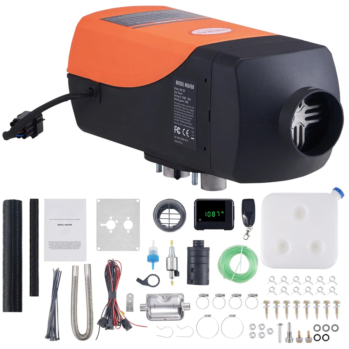 12V 2KW Diesel Heater with Remote Control and LCD Display, 10L Fuel Tank W12051