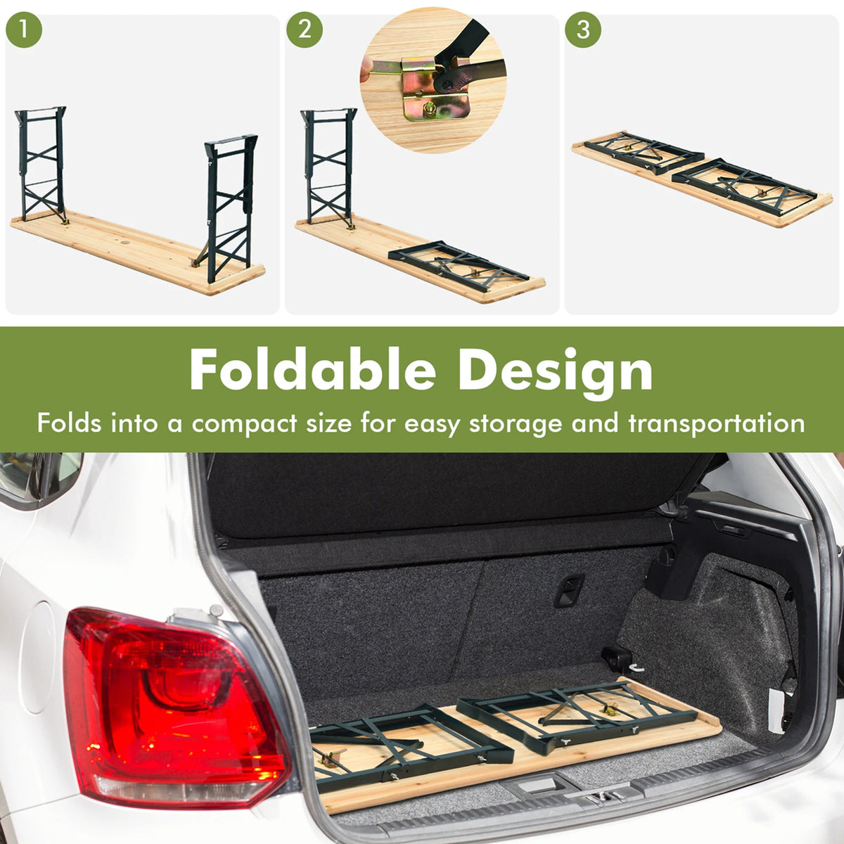5.5 Ft Folding Wood Picnic Table I461
