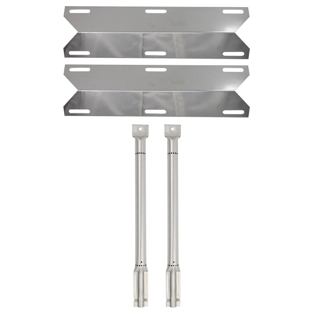 2-Pack Stainless Steel BBQ Gas Grill Tube Burner & Heat Shield Plate Replacement Parts H3852