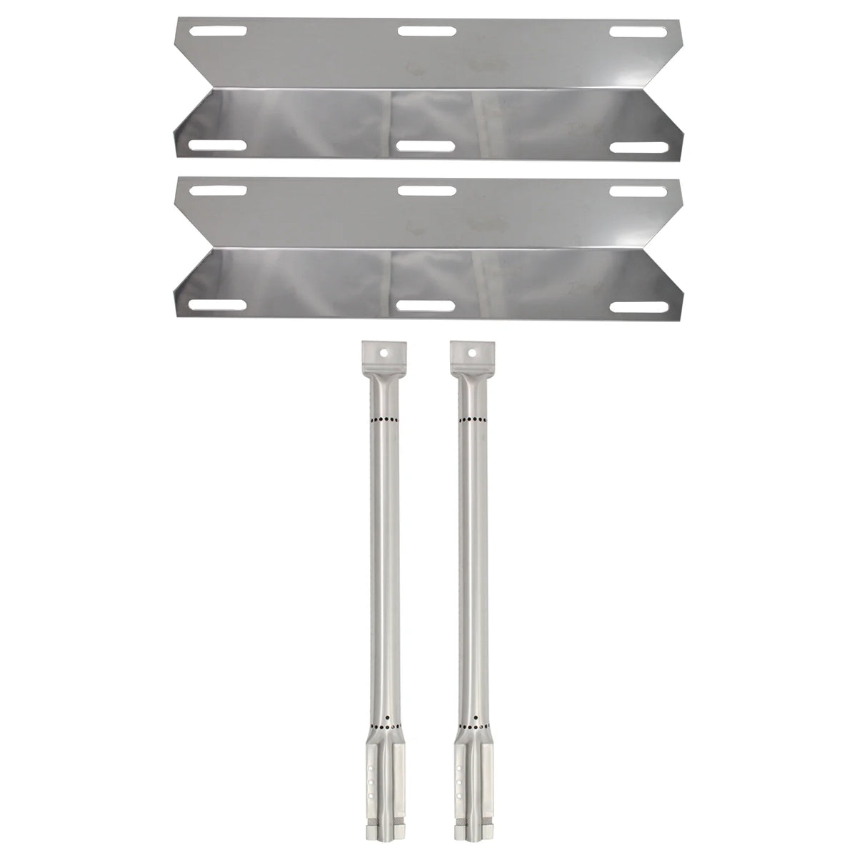 2-Pack Stainless Steel BBQ Gas Grill Tube Burner & Heat Shield Plate Replacement Parts H3852
