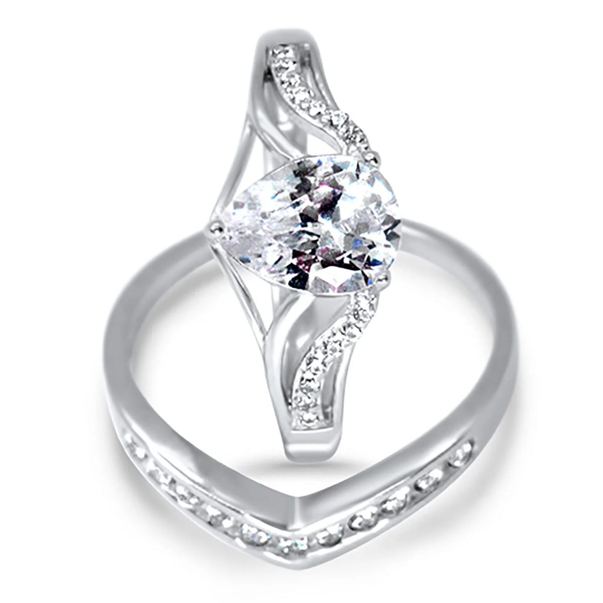 Vintage Simulated Diamond Silver Wedding Engagement Bridal Ring Set Size 6 X1914