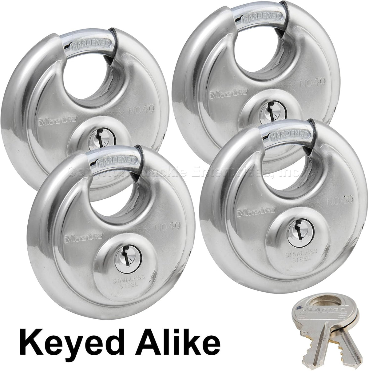 4 Keyed Alike Stainless Steel Padlocks B326466