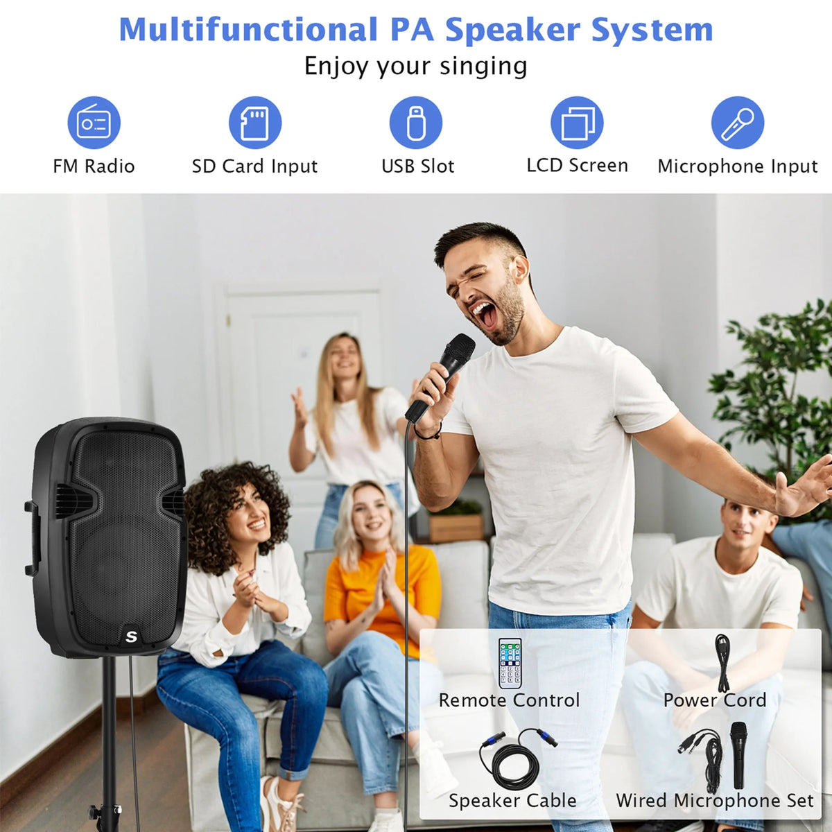 2000W Powered Speakers with Speaker Stands J6141