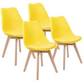 Upholstered Dining Chair with Beech Wood Legs, Set of 4 P7094