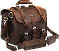 Thick Full Grain Leather 16'' Briefcase Messenger Bag A4752
